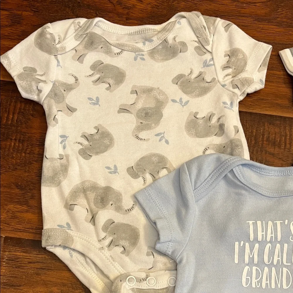⭐️⭐️ PICK 5 / $20 3 Baby One-Piece Bodysuits in Light Blue and Gray 6M